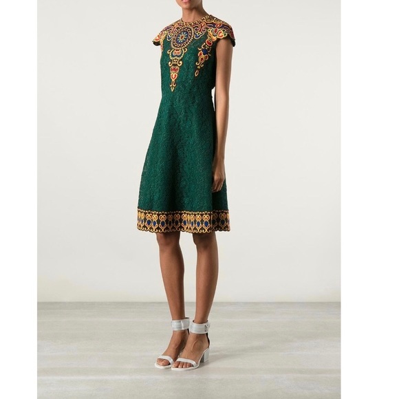 NWT VALENTINO MAROCAIN EMBROIDERED LACE MIDI DRESS - Picture 2 of 8